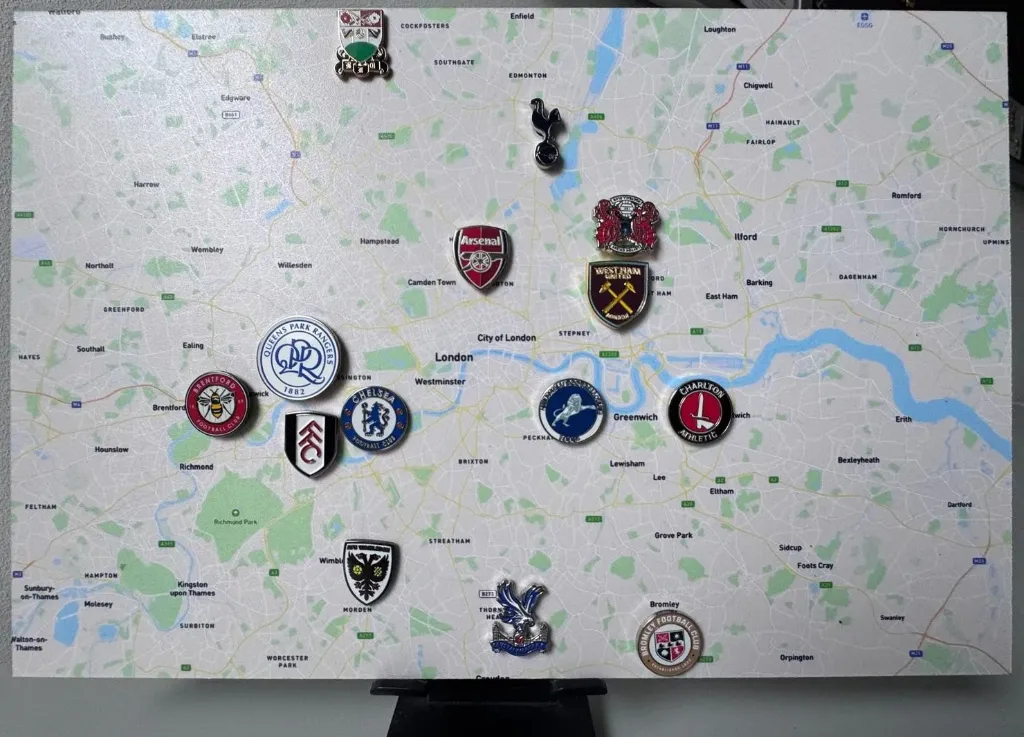 London Football Map – 30 x 20 cm